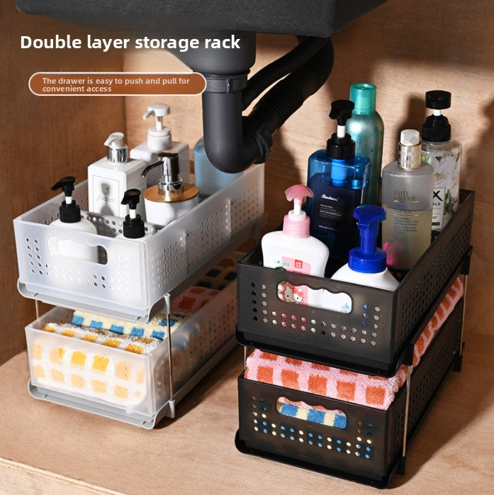 Foldable Double Layer Storage Organizer Basket