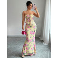 Floral Print Sleeveless Mesh Dress