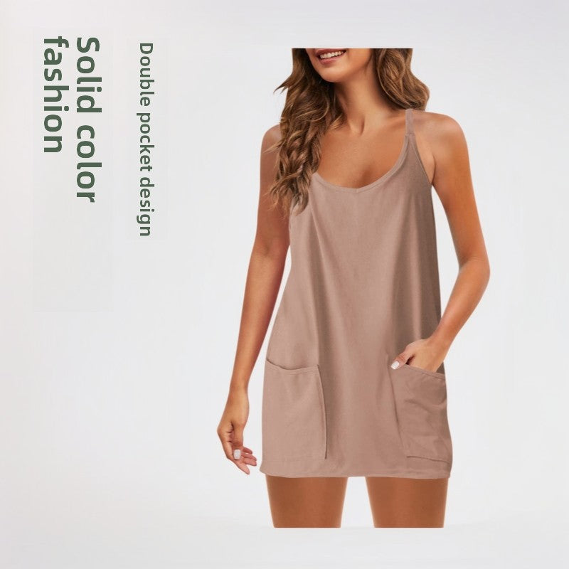 Solid Color Knit Dress with Pockets