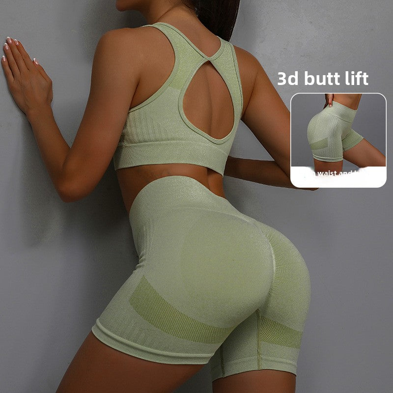 Womens Seamless Yoga Set High Waist Workout Outfit