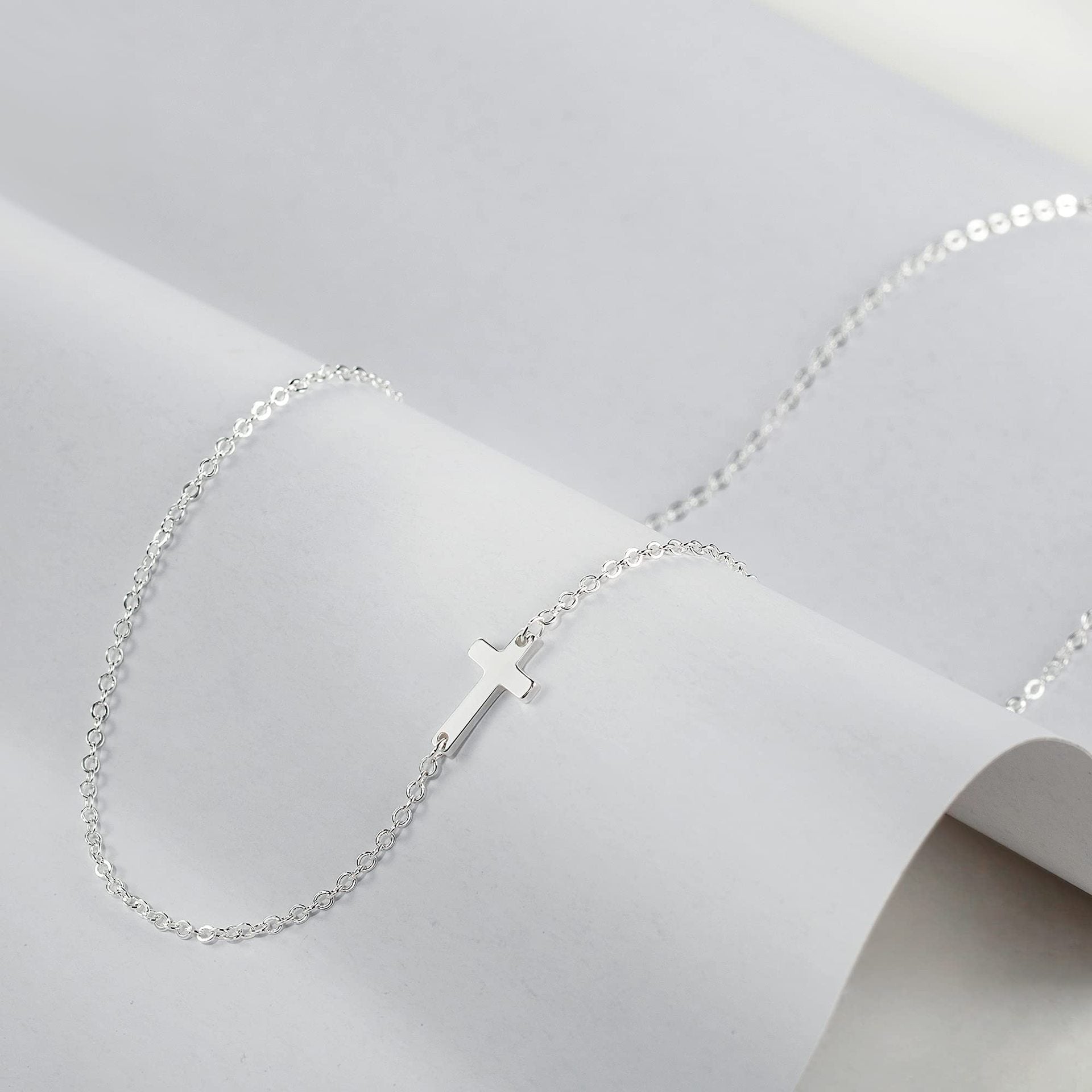 Stainless Steel Double Layer Cross Bead Necklace