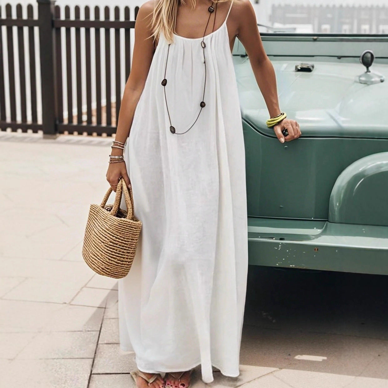 Women's Backless Tie-Neck Maxi Dress