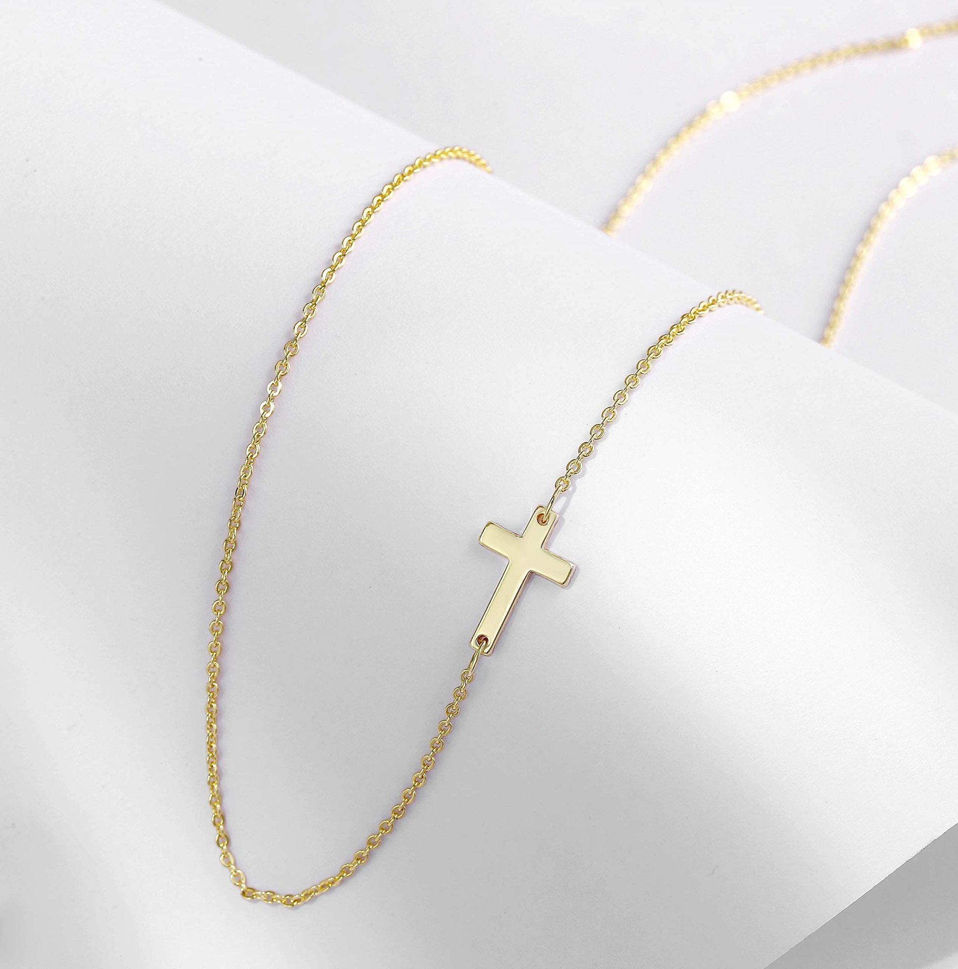 Stainless Steel Double Layer Cross Bead Necklace