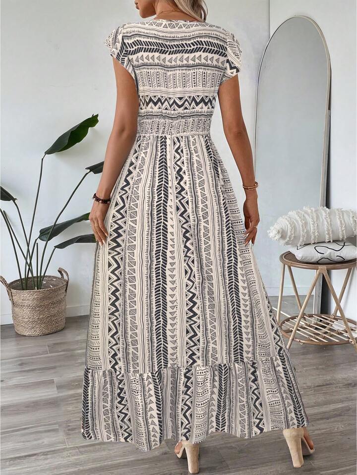 Womens Bohemian Floral Print Long Dress