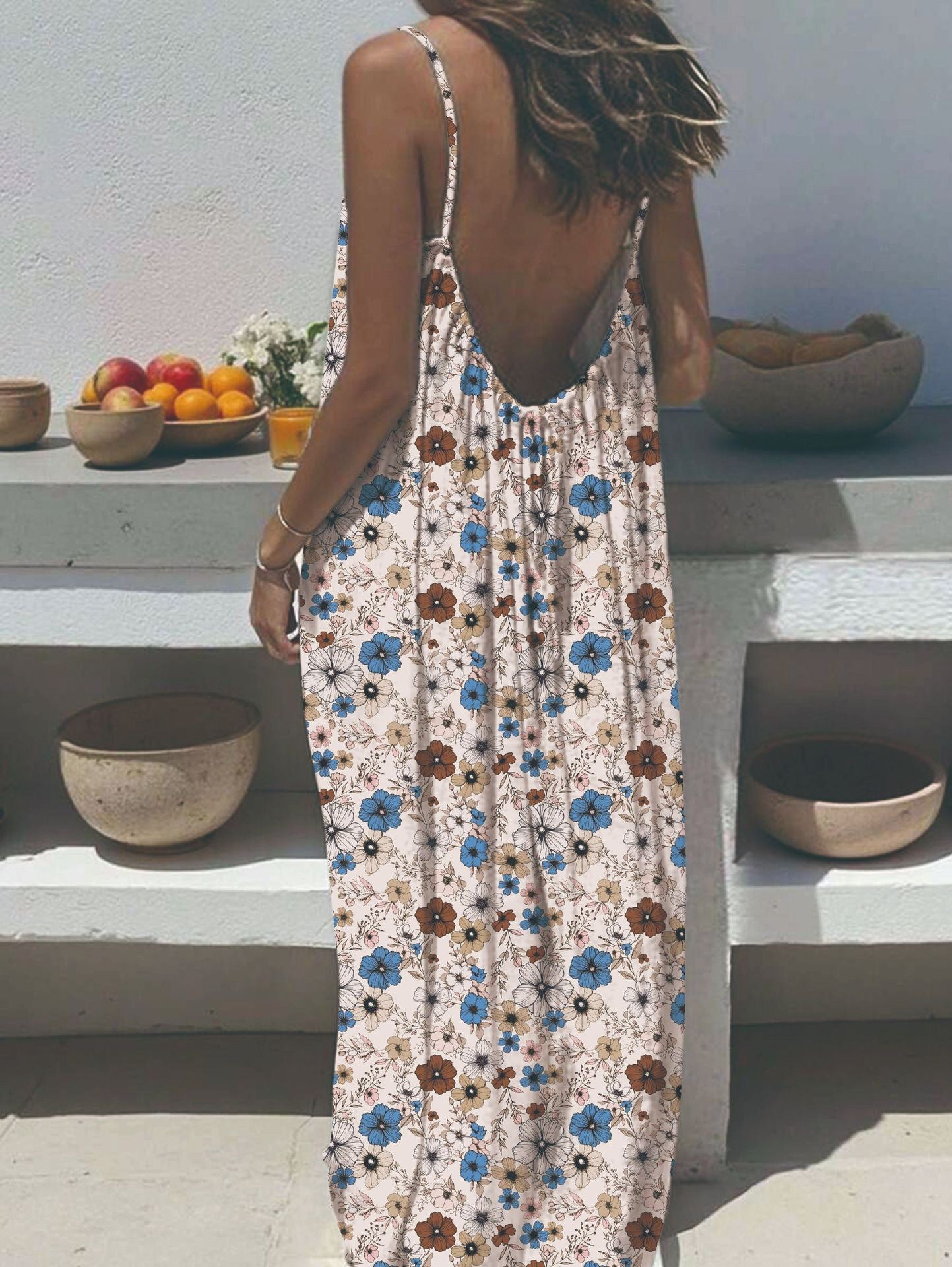 Womens Strappy Backless Maxi Dress