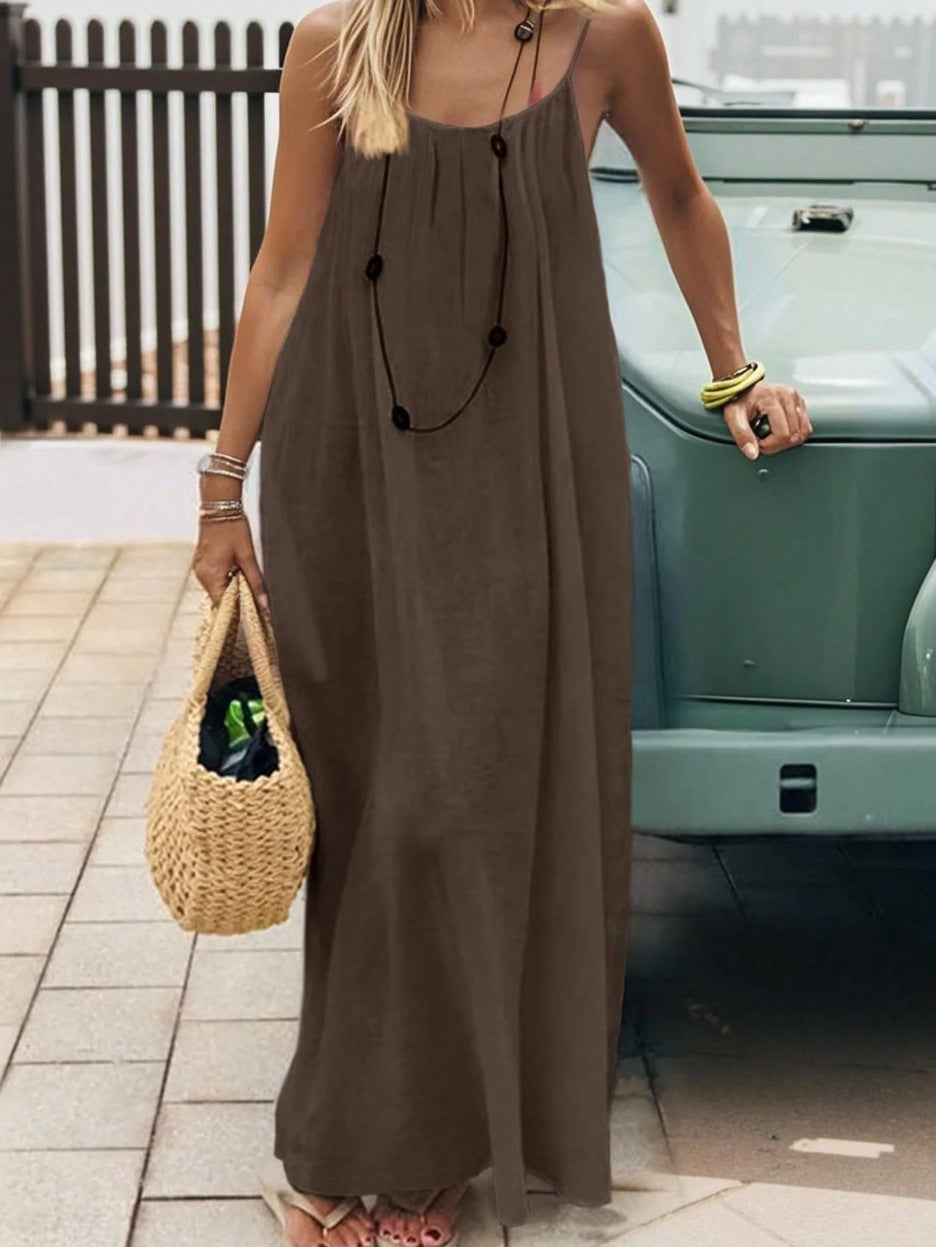 Women's Backless Tie-Neck Maxi Dress
