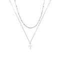 Stainless Steel Double Layer Cross Bead Necklace