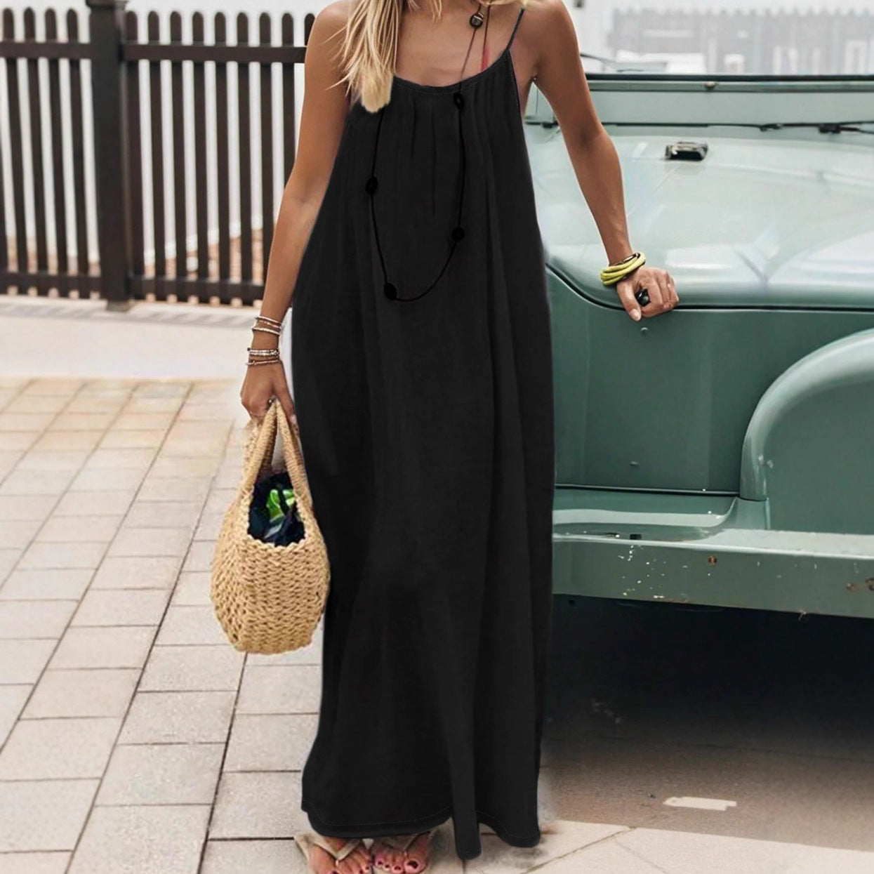 Women's Backless Tie-Neck Maxi Dress