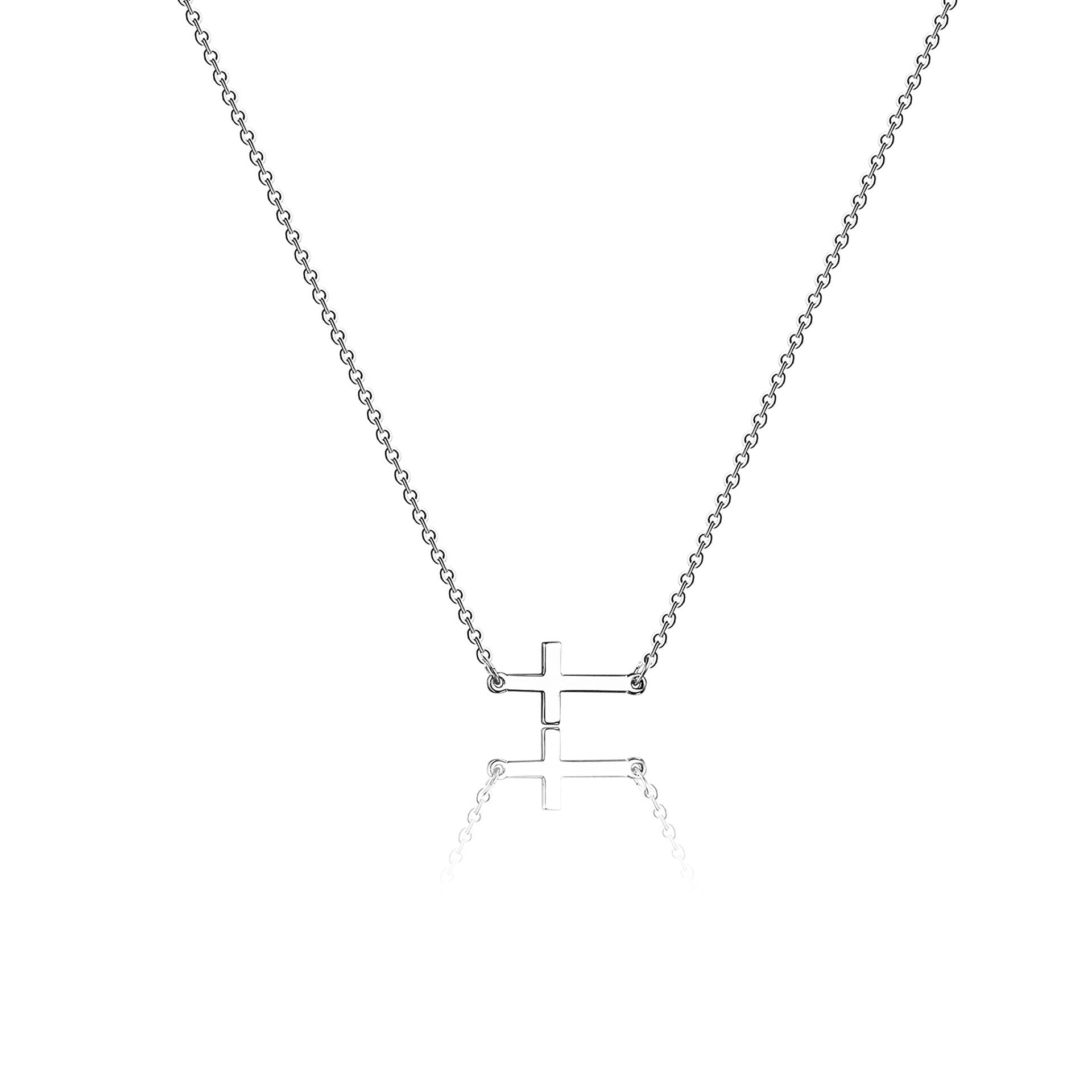 Stainless Steel Double Layer Cross Bead Necklace